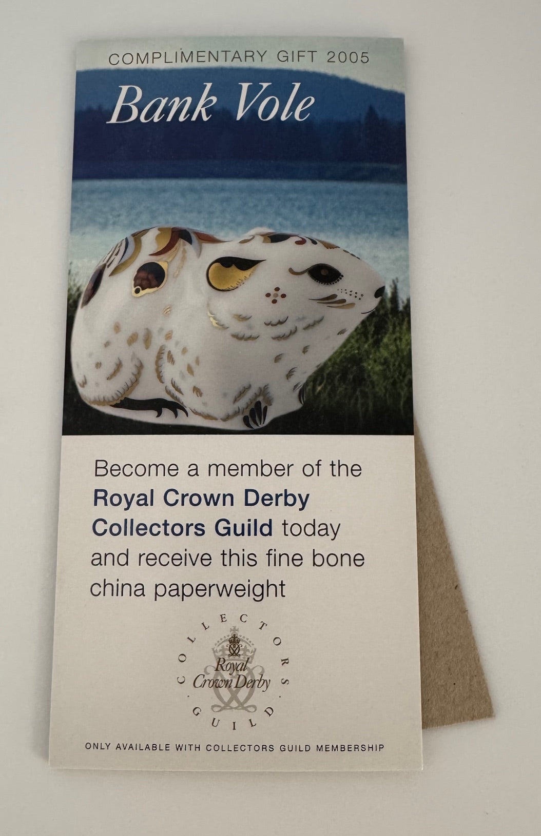 4" x 8 1/2" 2005 Bank Vole Table Sign by Royal Crown Derby