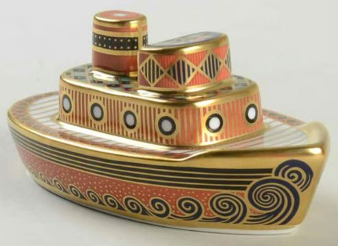 1 1/2" Tugboat Paperweight by Royal Crown Derby
