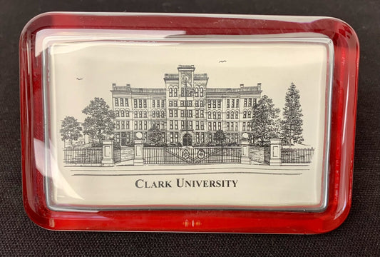 Clark University Pen and Ink Glass Paperweight