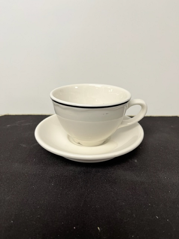 Black Trim Cup and Saucer Set by Homer Laughlin China
