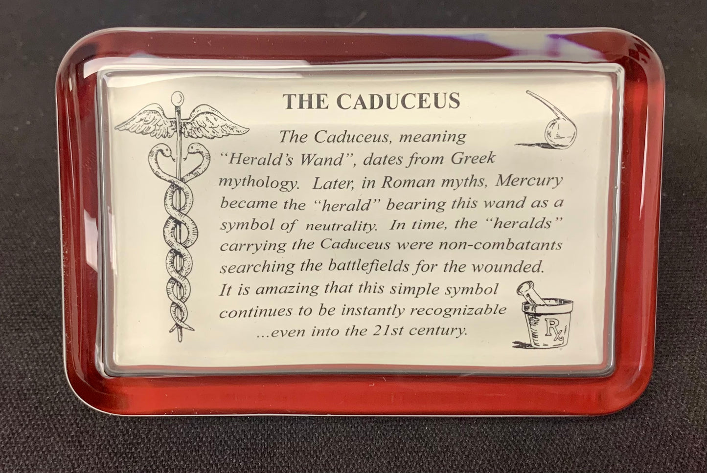 Pen & Ink Caduceus Traditional Paperweight