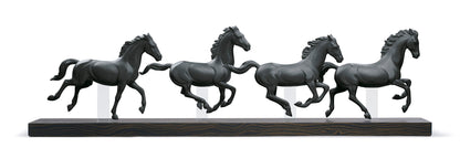 Galloping Herd (Black) by Lladró