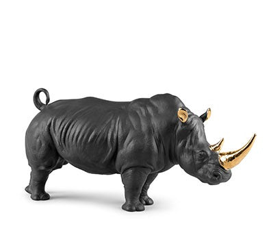 Rhino (Black-Gold) by Lladró