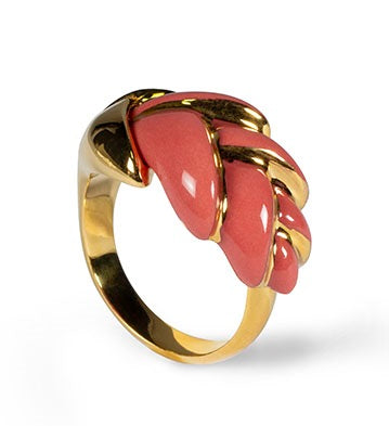 Heliconia Metal Ring (Coral) by Lladró