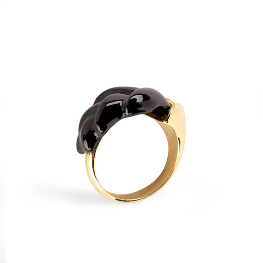 Heliconia Metal Ring (Negro) by Lladró