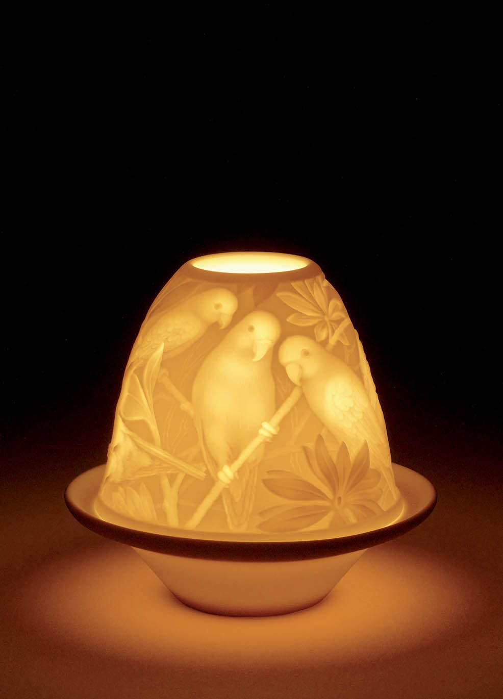 Lithophane Votive Light - Parrots by Lladró