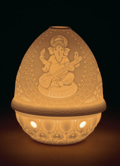 Lithophane Votive Light-Veena Ganesha (Rechargeable LED) by Lladró