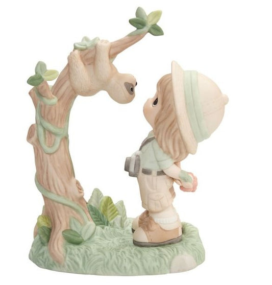 Keep Looking Up - Girl Looking at Sloth Figurine by Precious Moments
