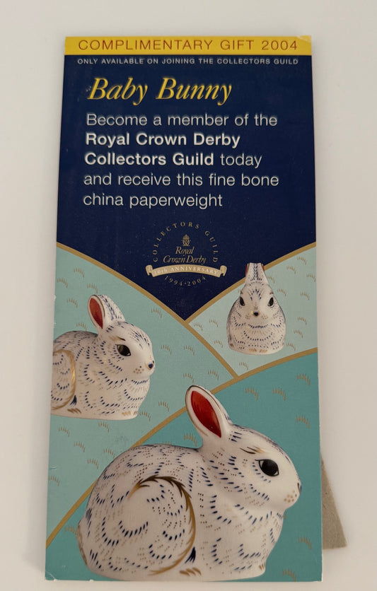 3 3/4" x 8 1/2" 2004 Baby Bunny Table Sign by Royal Crown Derby