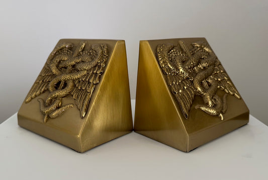 4 1/4" Caduceus Brass Bookends by PM Craftsman