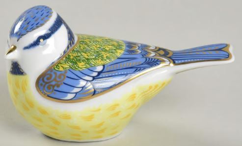 3"  Garden Blue Tit Paperweight by Royal Crown Derby