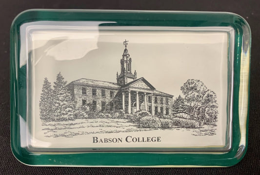 Babson College Pen and Ink Glass Paperweight