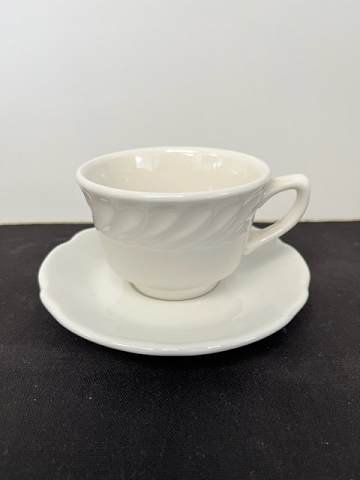 White Scalloped Cup and Saucer Set by Jackson China