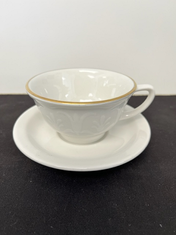 White Gold Trim Cup and Saucer Set by Jackson China