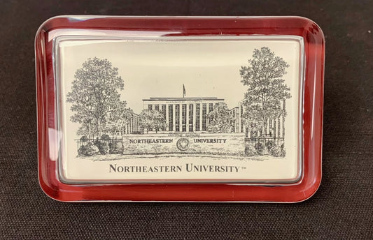 Northeastern University Pen and Ink Glass Paperweight