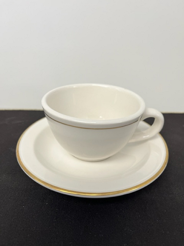 Gold Trim Cup and Saucer Set by Buffalo China