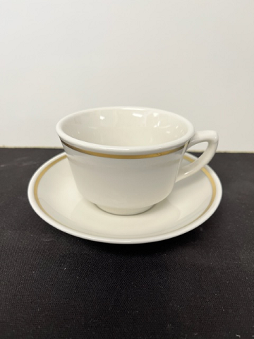 White with Gold Trim Cup and Saucer Set by Jackson China