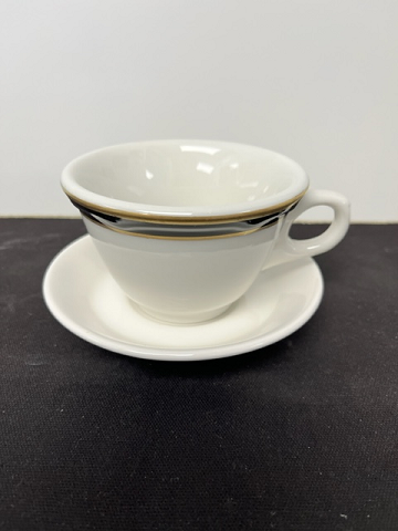 Black with Gold Trim Cup and Saucer Set by Jackson China