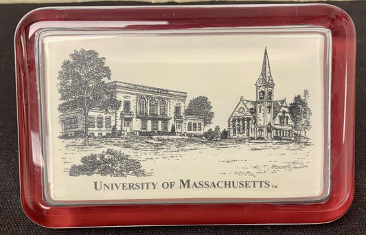 University of Massachusetts Pen and Ink Glass Paperweight